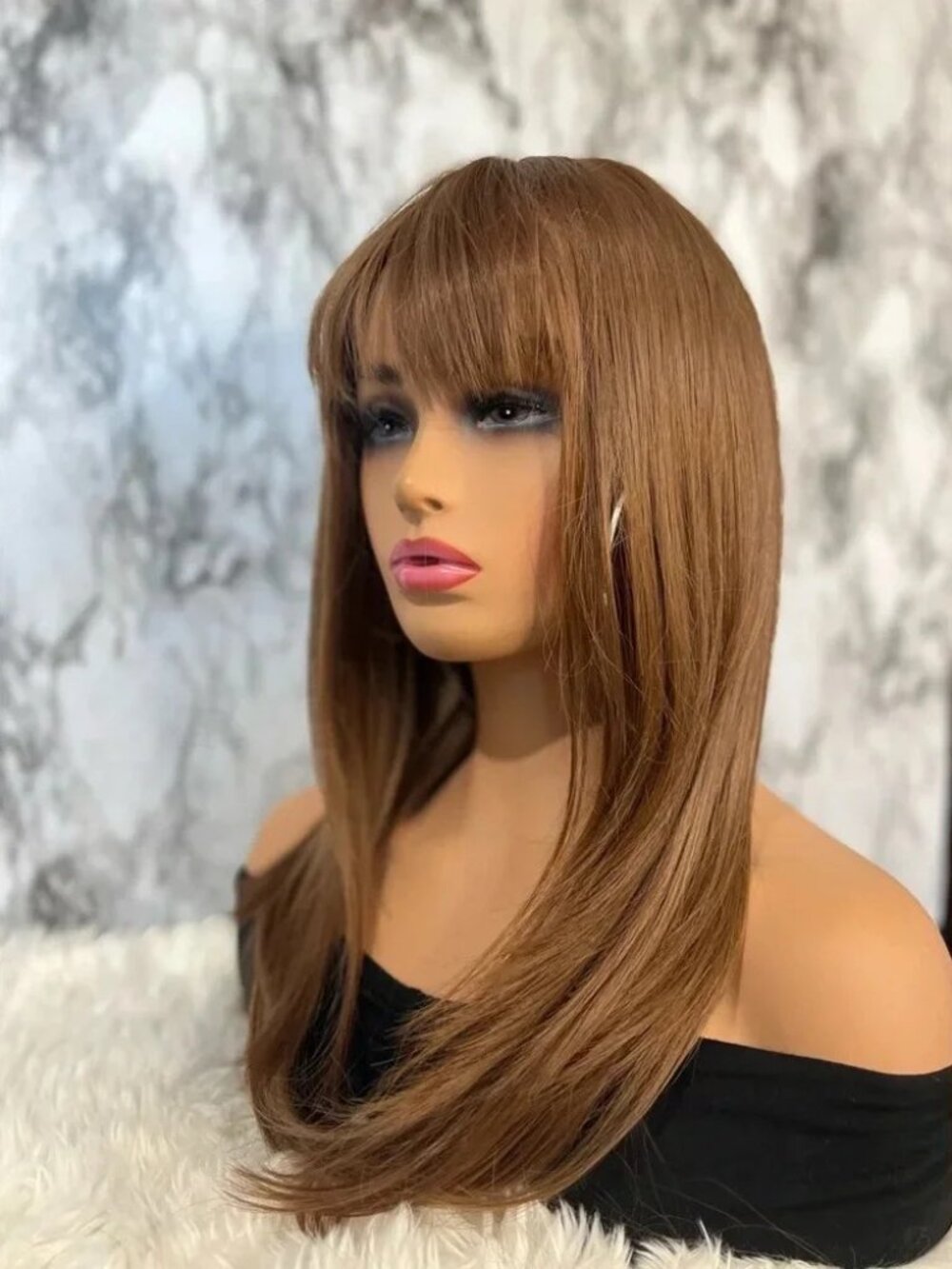 Dark Blonde Layered wig with Bangs 22”